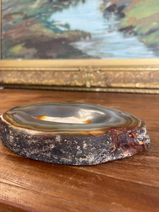 Polished Likely Agate Slice Bowl with Natural Banding