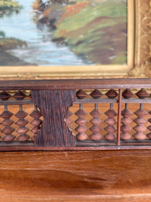 Likely Antique Japanese Abacus with Wood Frame and Patinaed Beads