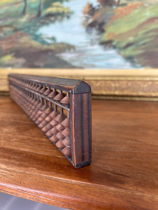 Likely Antique Japanese Abacus with Wood Frame and Patinaed Beads