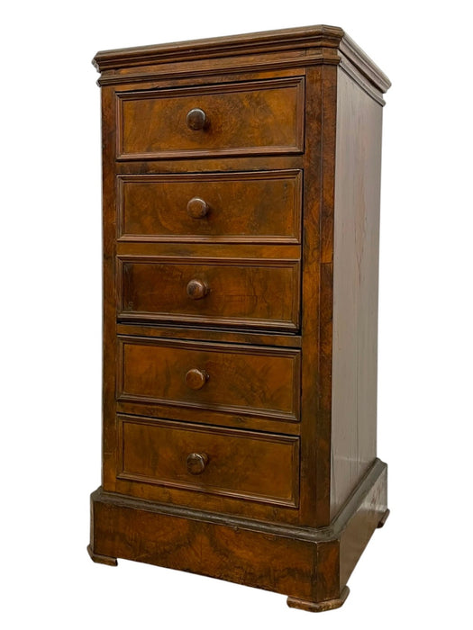 Antique Style Marble Top Bedside Chest with Drop Front Cabinet