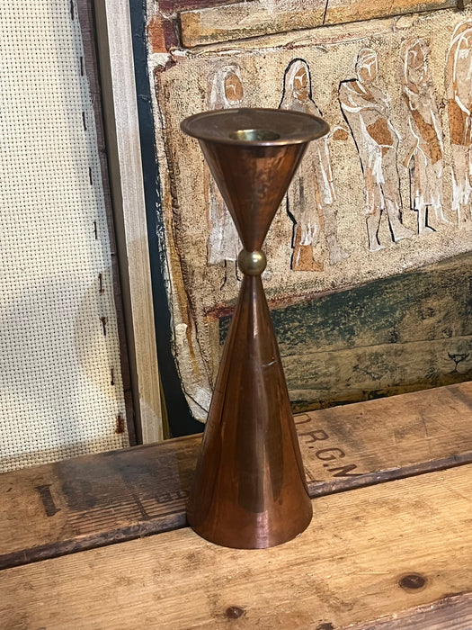 Vintage Mid Century Modern style decorative Candle Holder. Possibly Brass.