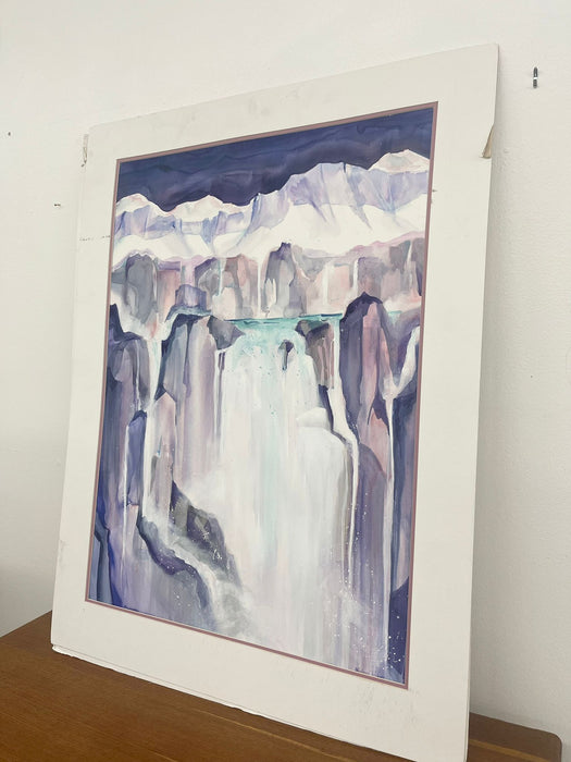 “Glacier” Matted watercolor painting by Marion Adams