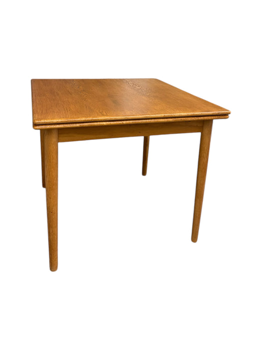 Vintage Danish Mid Century Modern Oak Dining Table With Two Pull Out Leaves