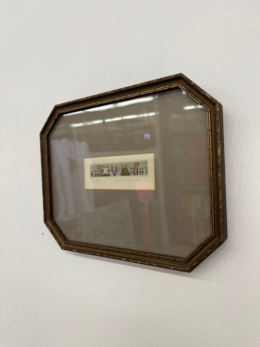 1976 Limited Edition Hand-Signed Etching Print, Numbered 1/75, Framed.