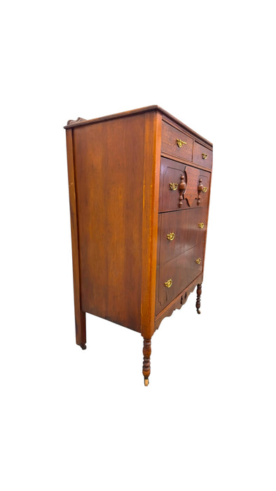 Vintage 5-Drawer Tallboy Dresser – Vintage Chest of Drawers with Dovetail Joinery and Casters