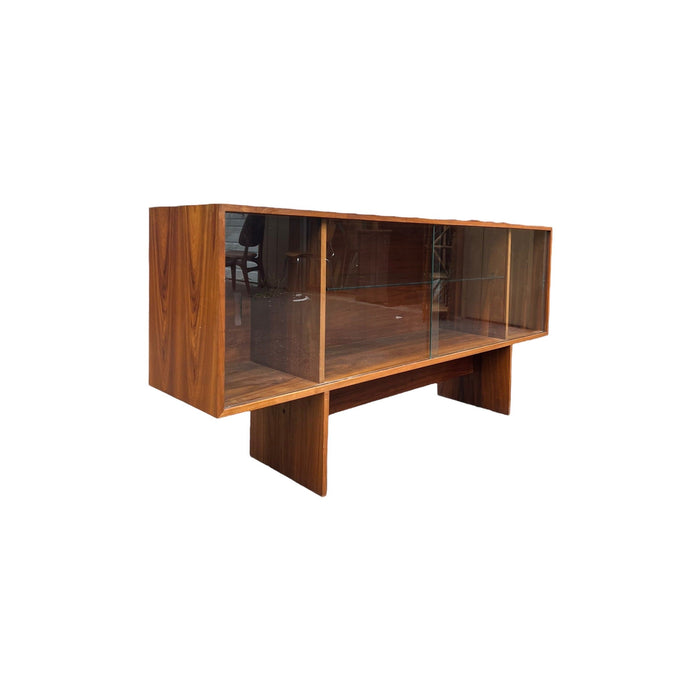 Vintage Mid Century Modern Walnut Wood Book Shelf Display Cabinet Adjustable Shelf (Available by Online Purchase Only)