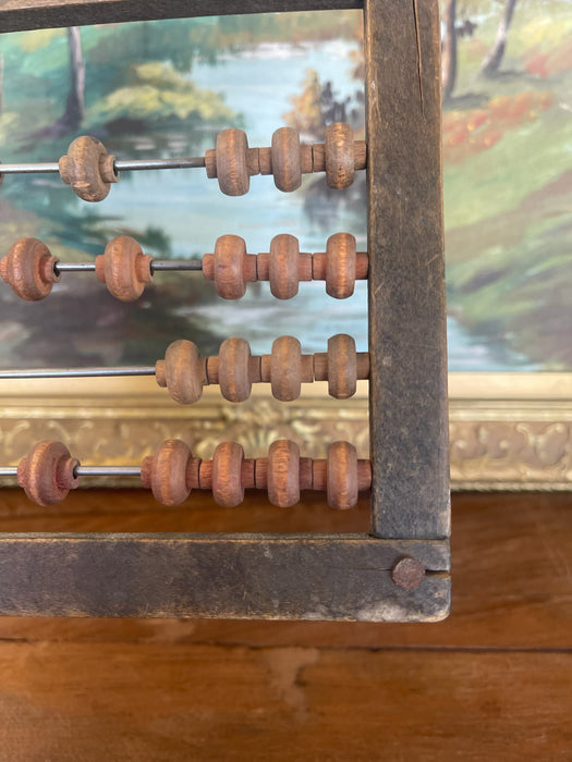 Possibly Antique Primitive Wooden Abacus - Estimated Early 20th Century Educational Counting Tool.