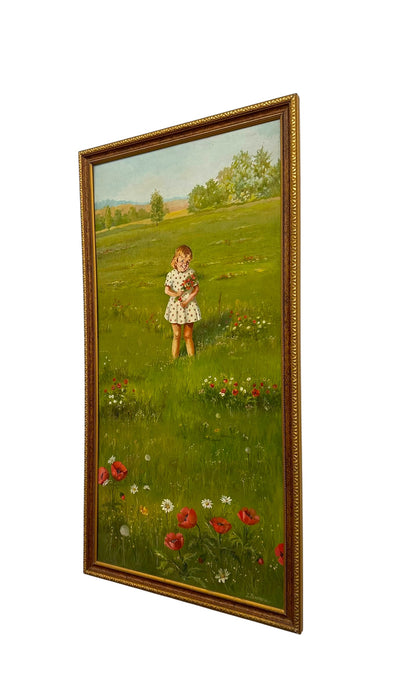 Original 1970 "Springtime" Oil Painting by J. Dembrow – Vintage Redbook Magazine Illustration Art