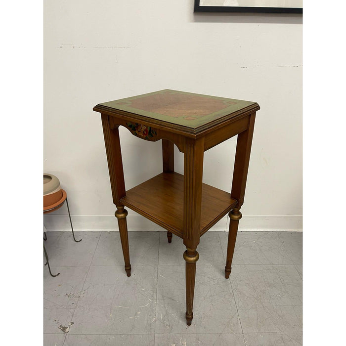Vintage French Regency Style Side Table With Hand Painted Motif.