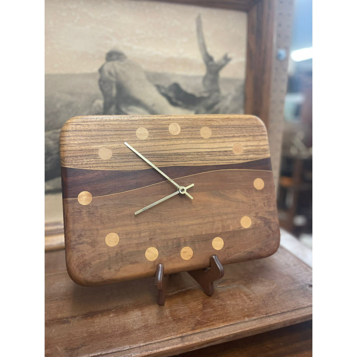 Vintage Mid Century Modern Handmade Wooden Clock.