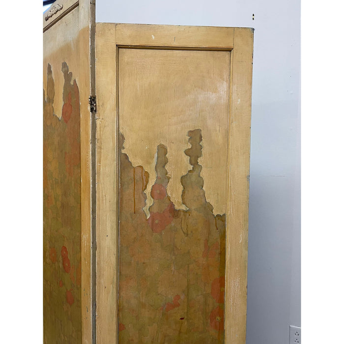 Vintage Room Divider With Floral Motif