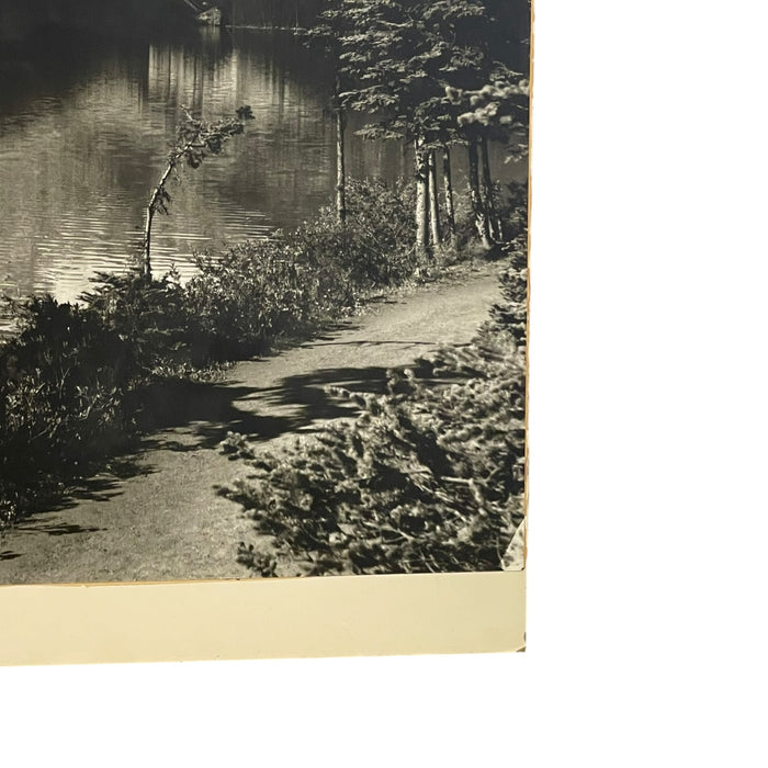 Vintage Black and White Lake Louise & Victoria Glacier Photograph, Alberta Landscape Print