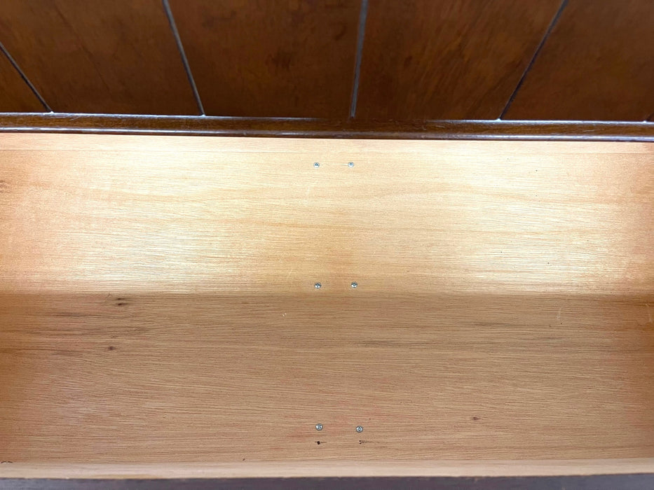 Mid Century Modern Bassett Furniture 4 Drawer Dresser with Dovetail Construction and Brass-Toned Pulls