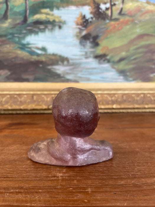 Vintage Abstract Clay Bust Sculpture with Possibly Red Iron Oxide Finish