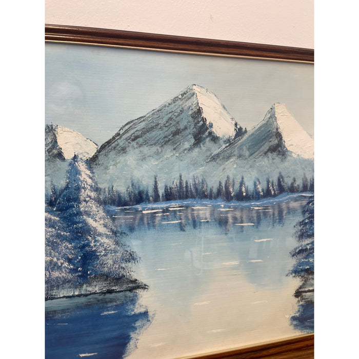 Vintage Original Framed and Signed Artwork of Snowy Forest