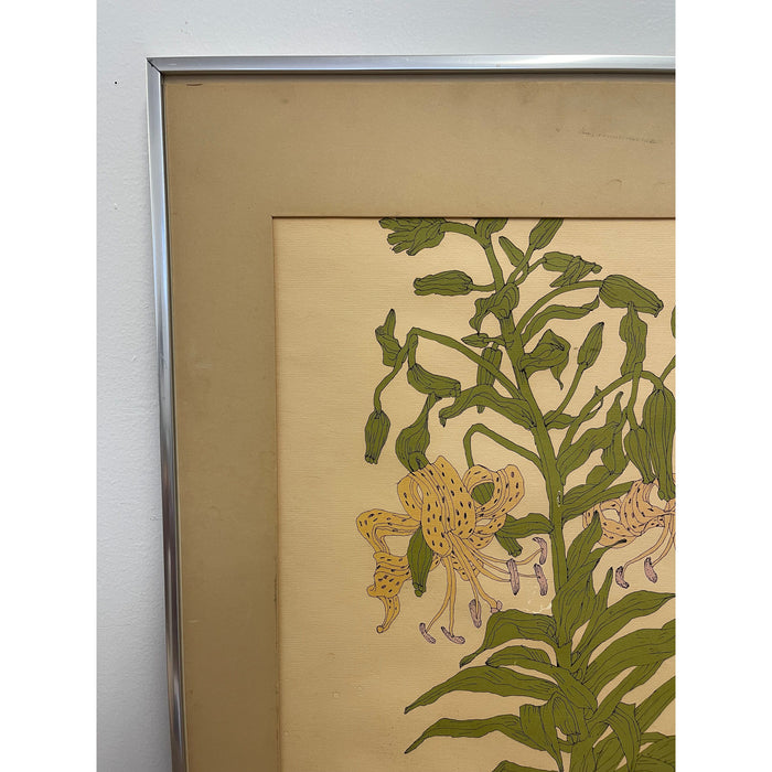 Vintage Original Signed and Framed Artwork Titled, "Tiger Lily"