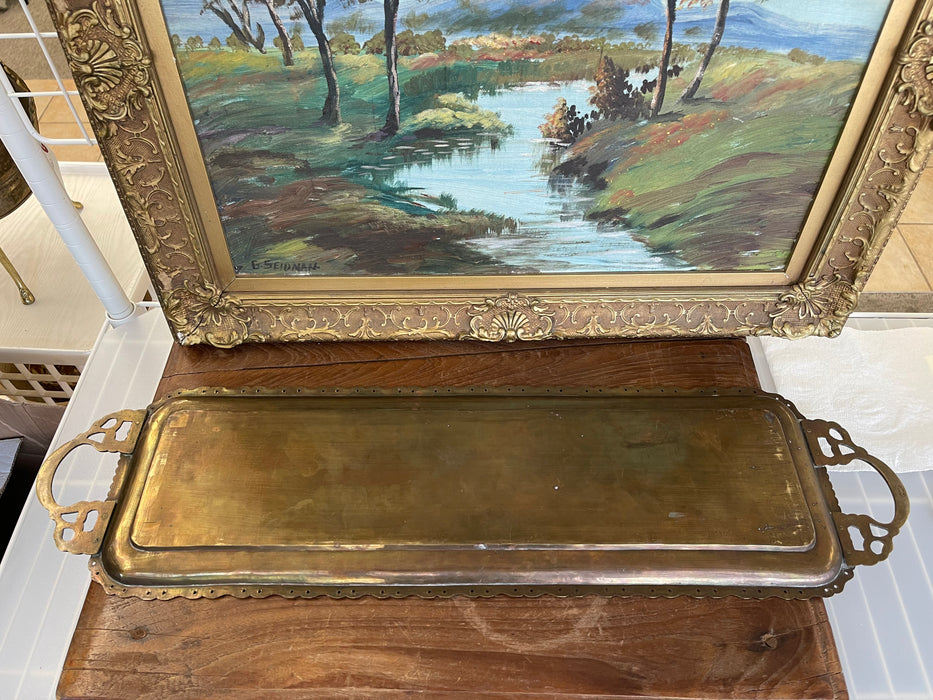 Vintage Hand-Etched Peacock Serving Tray - Made in India