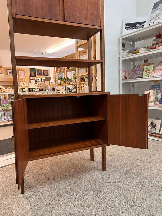 Vintage Mid Century Modern Free Standing Room Divider Wall Unit Cabinet with Finished Back