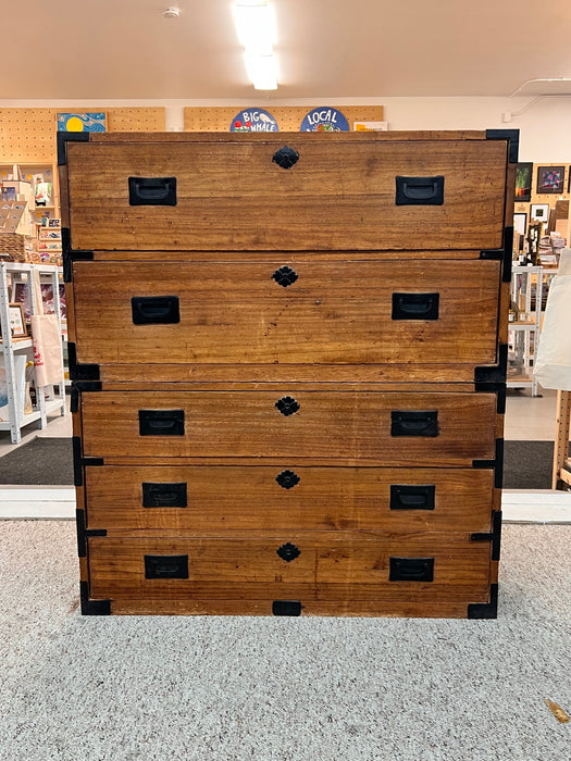 Vintage Two-Part Japanese Kimono Five Drawer Tansu Dresser from the circa 1960s Kiri Wood