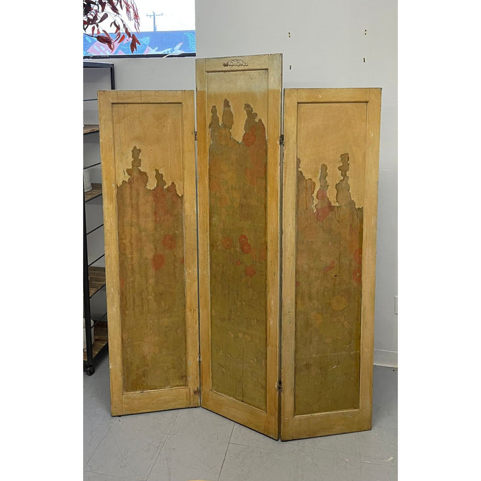 Vintage Room Divider With Floral Motif