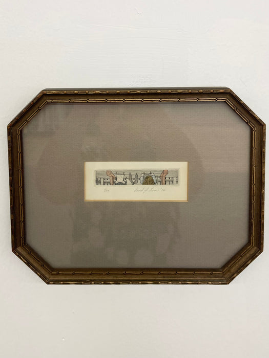 1976 Limited Edition Hand-Signed Etching Print, Numbered 1/75, Framed.
