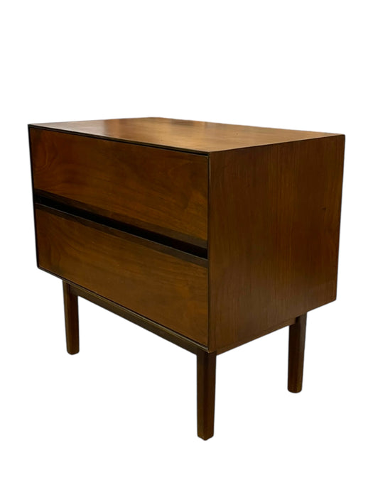 Vintage Mid-Century Modern Walnut-Toned Accent Table with Two
Dovetail Drawers