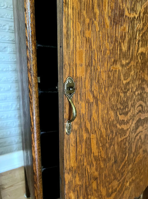 Antique Sheet Music Tiger Oak Cabinet, Record Cabinet, Side Table