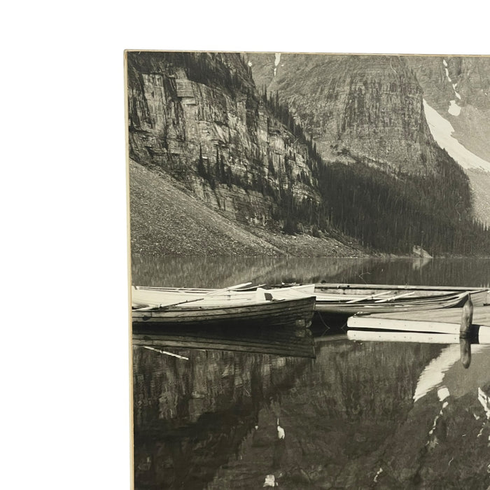Vintage Black and White Photograph of Moraine Lake, Alberta, Canada