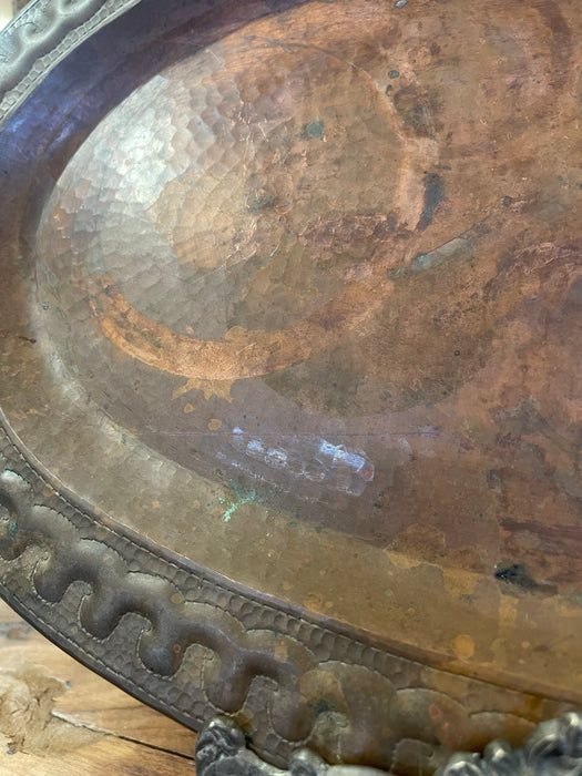 Vintage Hand-Hammered Oval Tray by Marsar Arte y Cobre, Puerto Vallarta, Mexico