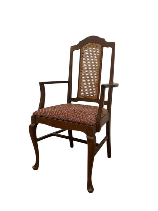 Vintage Queen Anne Style Cane Back Chair with Cabriole Style Legs