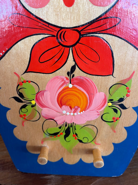 Vintage Hand-Painted Russian Matryoshka Wooden Wall Hook Rack