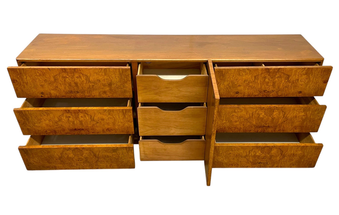 Milo Baughman for Lane Mid-Century Modern Burl Wood Credenza
