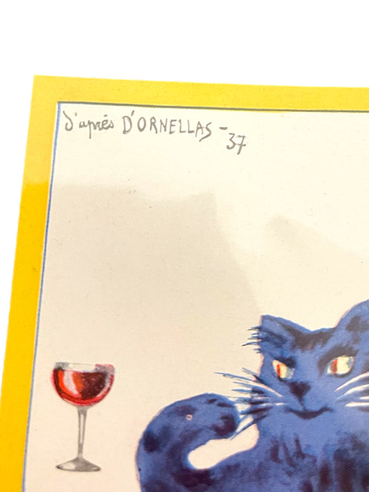 French Dubonnet Advertising Poster Print with Blue Cat Design, 1937 D'Ornellas