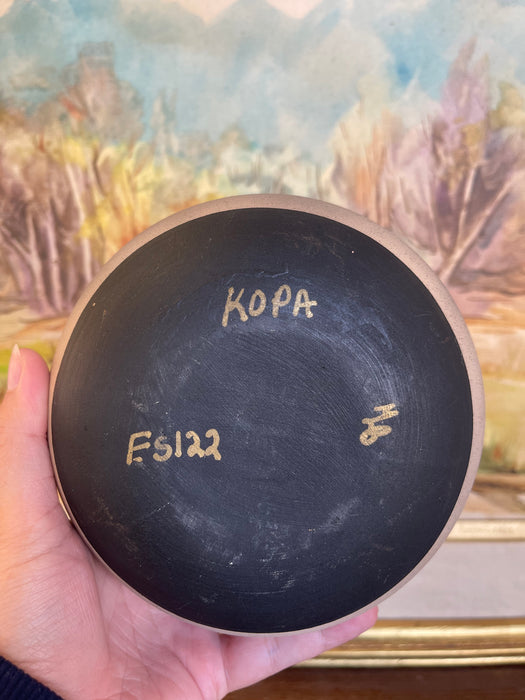 Vintage Kopa Native American Style Pottery Vase, Hand-Painted Black and White
