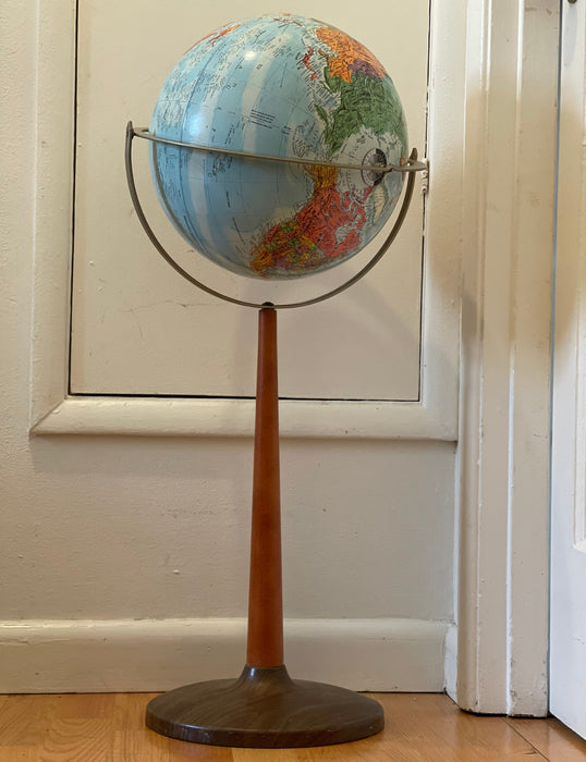 Vintage Mid Century Modern Globe Stand Decor Retro Wood Petal Map World Seattle Deco(Online purchase only)