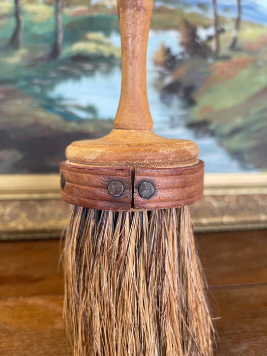 Handcrafted Whisk Broom with Turned Wood Handle and Natural bristles
