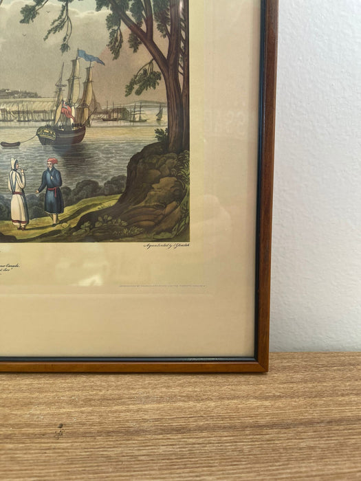 Vintage Framed Scenic Print of Quebec From Point by J Gray