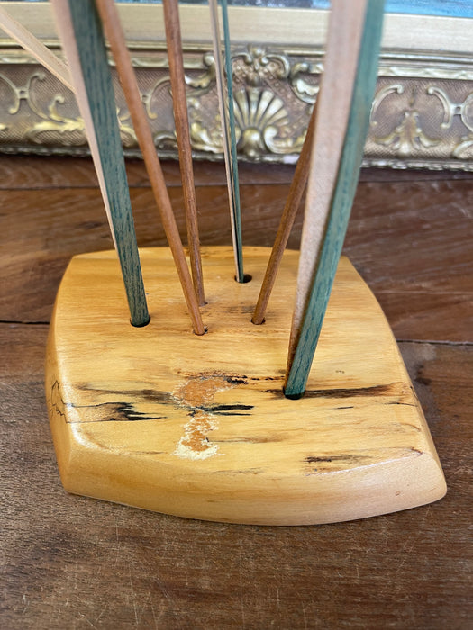 Handcrafted Wooden Cattail a Sculpture by Wood N' Things, Minnesota Studio Craft Botanical Art