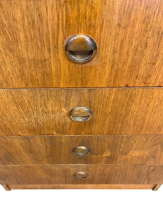 Vintage Mid Century Modern Bookshelf Cabinet with 4 Drawers