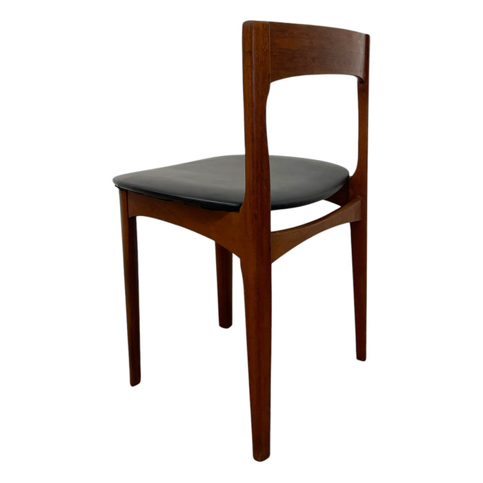 Mid-Century Modern Teak Dining Chairs UK Import – Set of 4 Danish Modern Style Black Vinyl Side Chairs