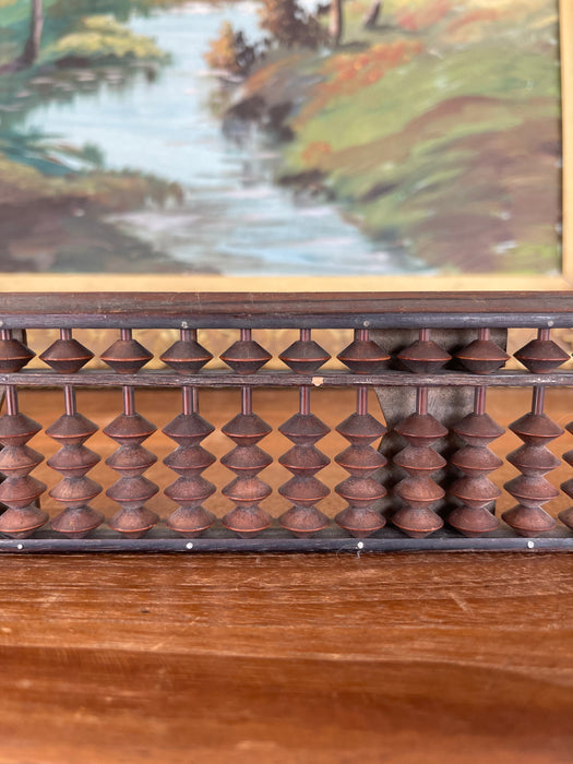 Likely Antique Japanese Abacus with Wood Frame and Patinaed Beads