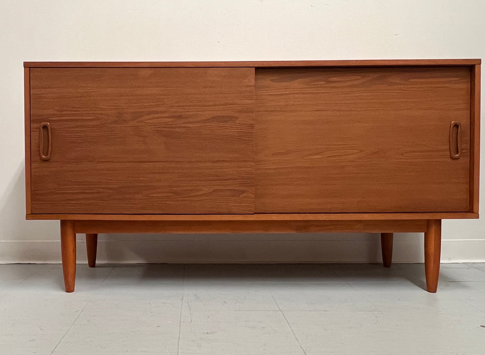 Mid Century Danish Modern Style Record Cabinet Credenza or Media Console Stand with Adjustable Shelves(Available by online purchase only)