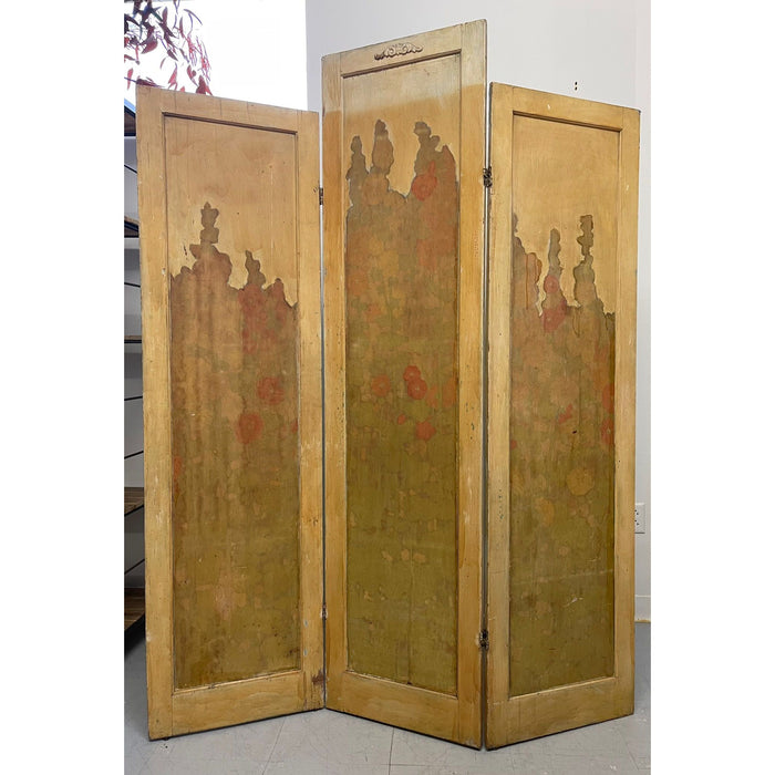 Vintage Room Divider With Floral Motif