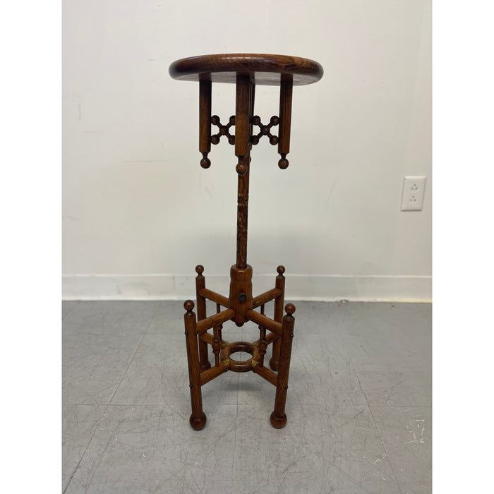 Vintage Stick and Ball Wooden Side Table with Adjustable Height