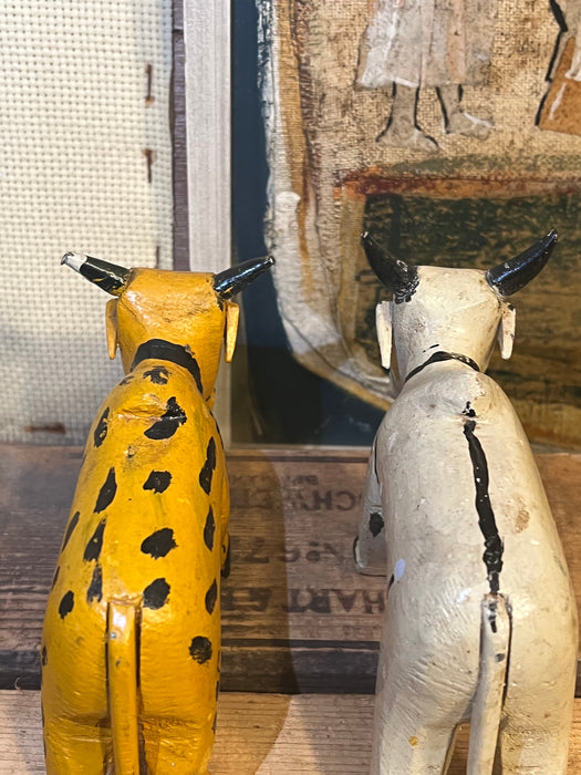 Pair of primitive handmade vintage animal Sculptures