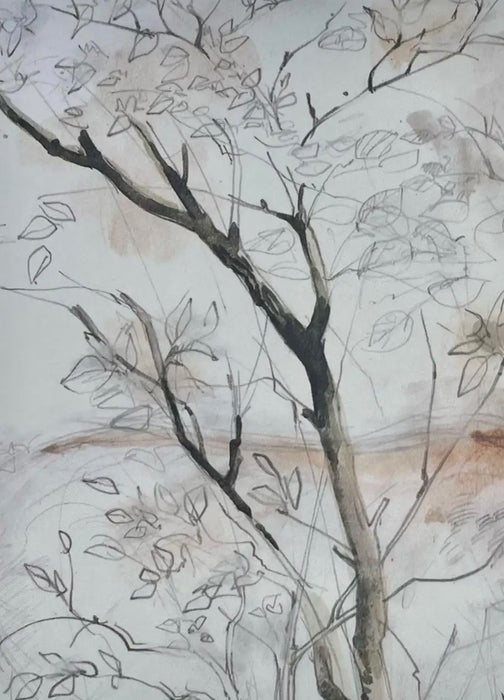 Vintage Original Wood Framed and Signed Deer and Tree Artwork.