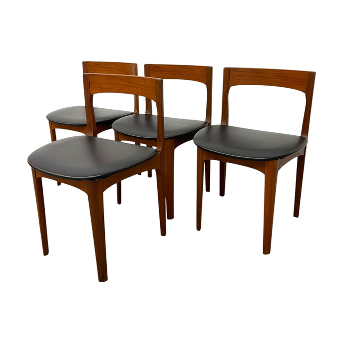 Mid-Century Modern Teak Dining Chairs UK Import – Set of 4 Danish Modern Style Black Vinyl Side Chairs