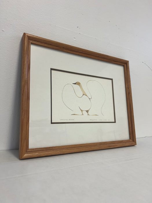 Vintage framed and matted art Title ‘ Dancing Goose ’ by Benjamin Chee chee dated 1975