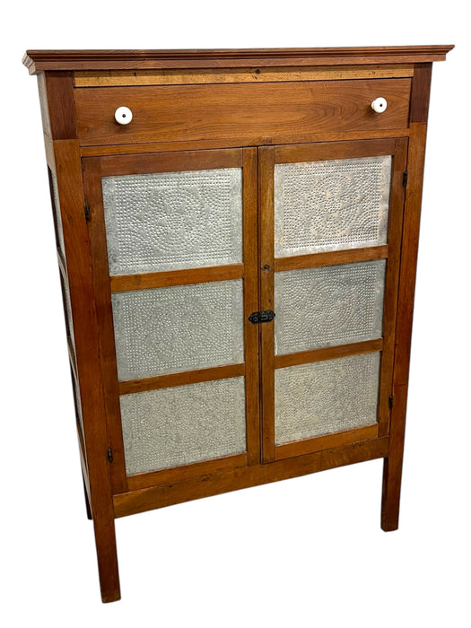 Wood and Metal Pie Cabinet with Fixed Interior Shelves (Available for Online Purchase Only)