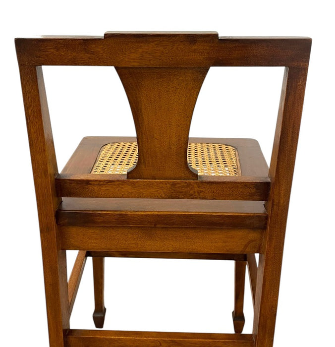 Vintage Arts & Crafts Style Wooden Side Chair with Caned Seat and Shaped Back Splat